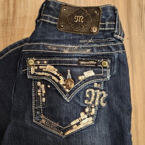 Miss Me Jeans Dark Blue Wash  Bootcut Style Size 25 - Picture 6 of 9